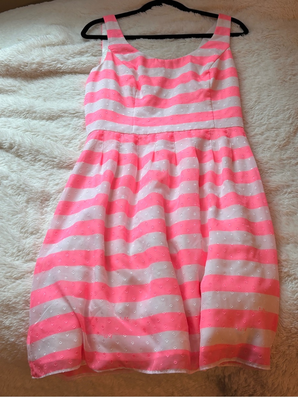 Lilly Pulitzer Pink and White Striped Sleeveless Eyelet Dress